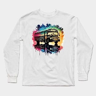 Artistic silhouette of a school bus Long Sleeve T-Shirt